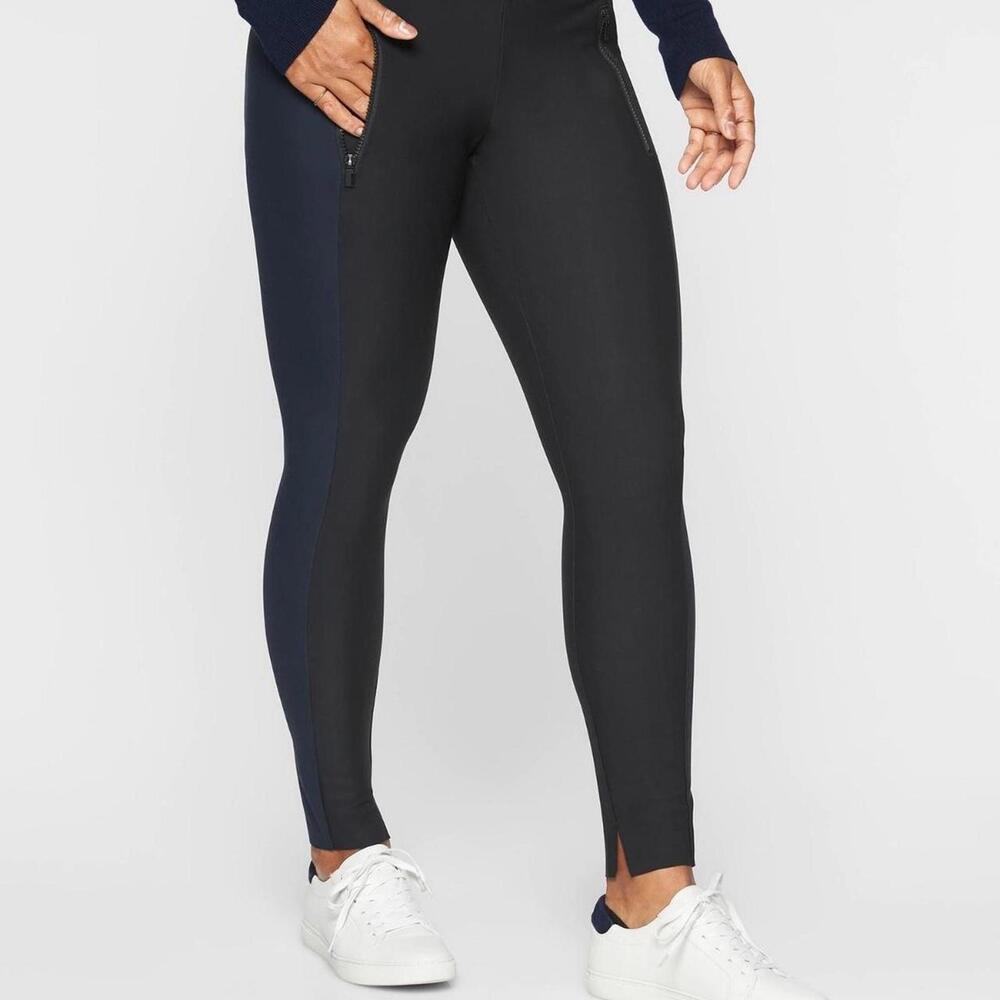 Athleta Stellar Tight Leggings with zipper pocket detail - Black/Navy Small - Picture 3 of 5